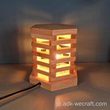 六角形の木製の中空ランプベッドサイドランプ